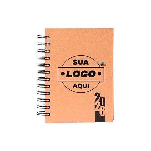 Mini agenda diária , capa dura em kraft , wire-o. Contém páginas para dados pessoais , orçamento pessoal , planejamento mensal , aniversário do mês. Formato 13,5x17 cm